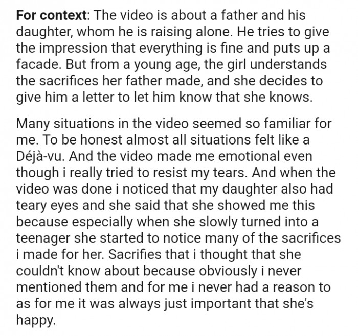The video made the OP emotional, even though he really tried to resist the tears