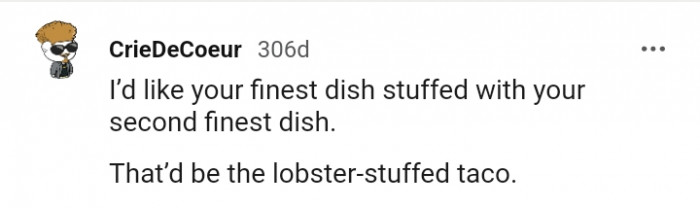 The lobster stuffed taco