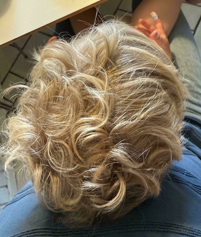 "My Son's Hair Is Half Straight Half Curly Almost Down The Middle"