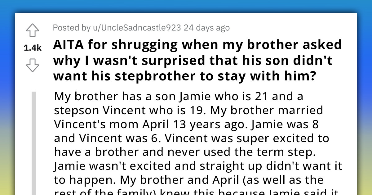 Redditor Doesn't Want To Accept The Fact His Son Doesn't Consider His Stepbrother Family, Gets Mad With Anyone Who Says It's Obvious