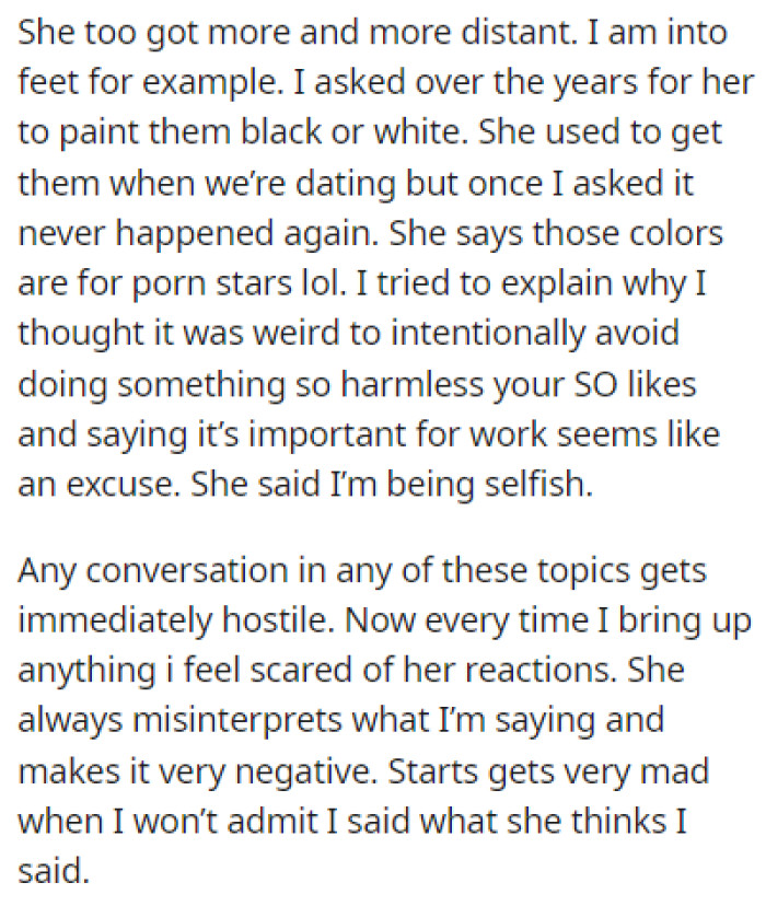 Their bedroom time was deteriorating and they were growing more distant