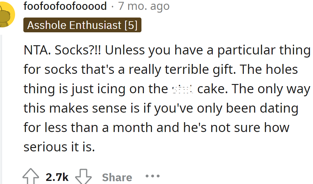 Socks are a terrible gift