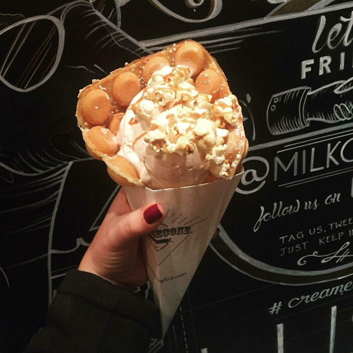 Ice Cream Made With Liquid Nitrogen And A Bubble Cone