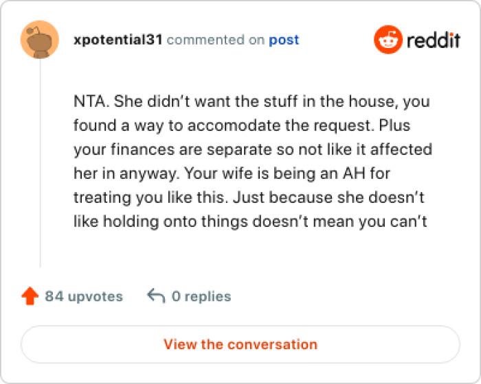 OP's wife is being an AH for treating him like this