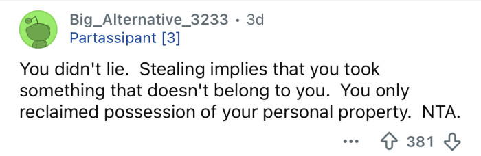 That’s not stealing.