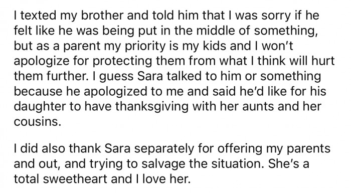 Sara is a total sweetheart for trying to salvage the situation.