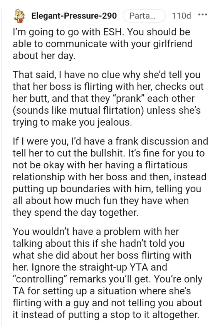 The OP should be able to communicate with his girlfriend