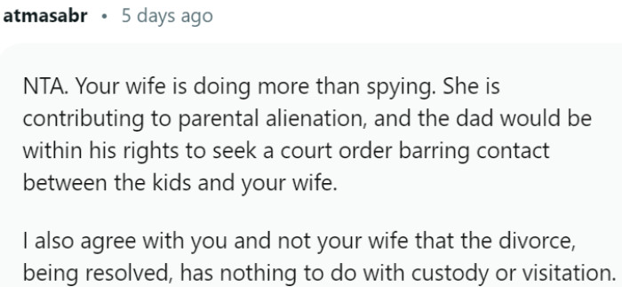 Divorce shouldn't impact custody/visitation