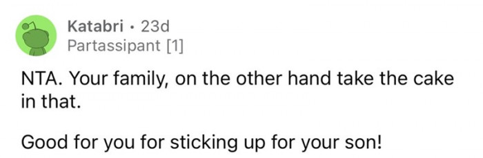 No support from his family either.