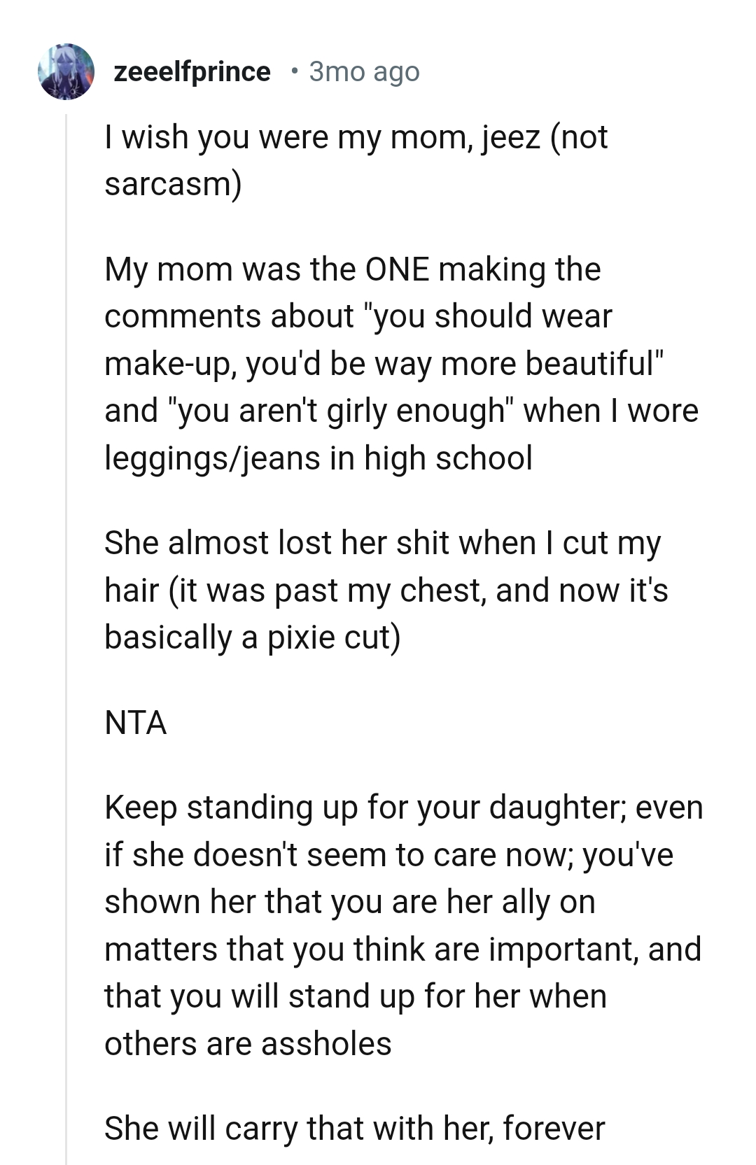 The OP should keep standing up for her daughter