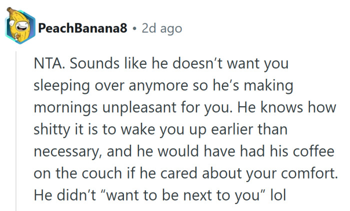 Some people make coffee to start the day. Others make chaos to end the relationship.