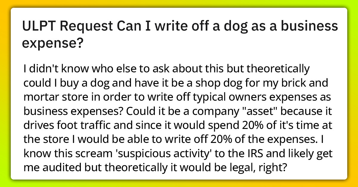 Redditors Discuss If You Can Write Off A Dog As A Business Expense
