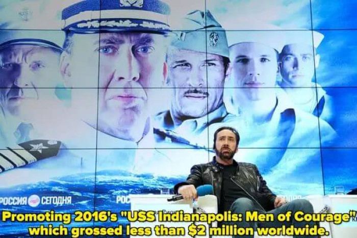 Cage promoting one of his movies