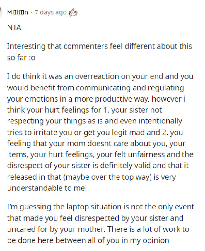 This comment was pretty long, and they took a look at how other people were perceiving the situation while also giving their opinion.