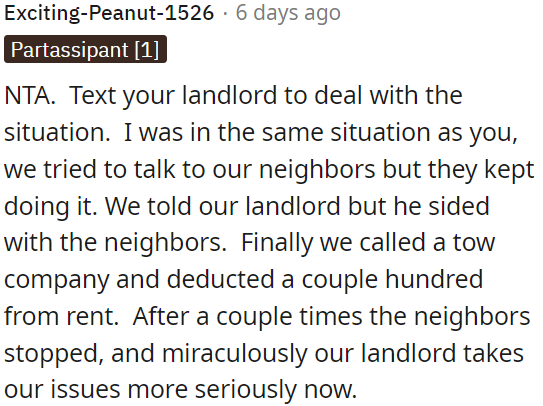 OP can resort to calling a tow company and deducting rent.