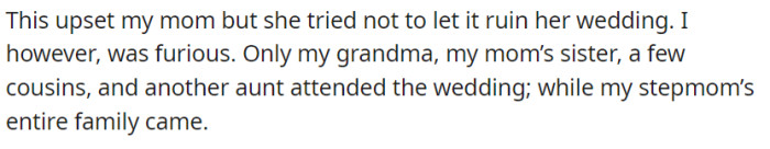 OP's mom remained composed despite the upsetting situation, not allowing it to dampen her wedding day.