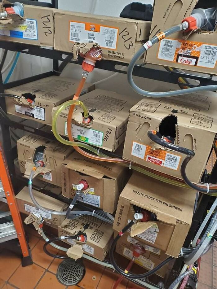 46. The opposite end of the fast food soda fountain.