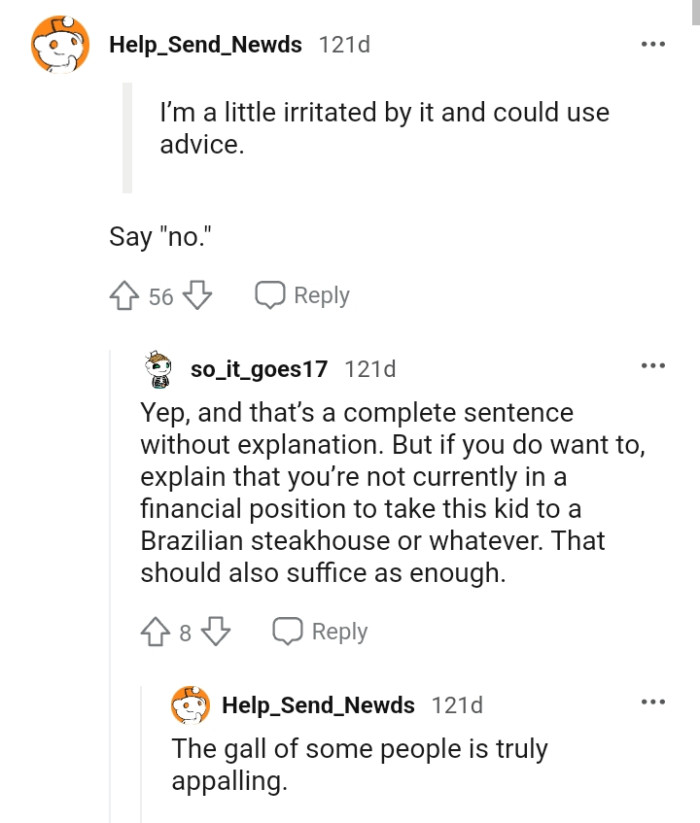 The OP should just say no