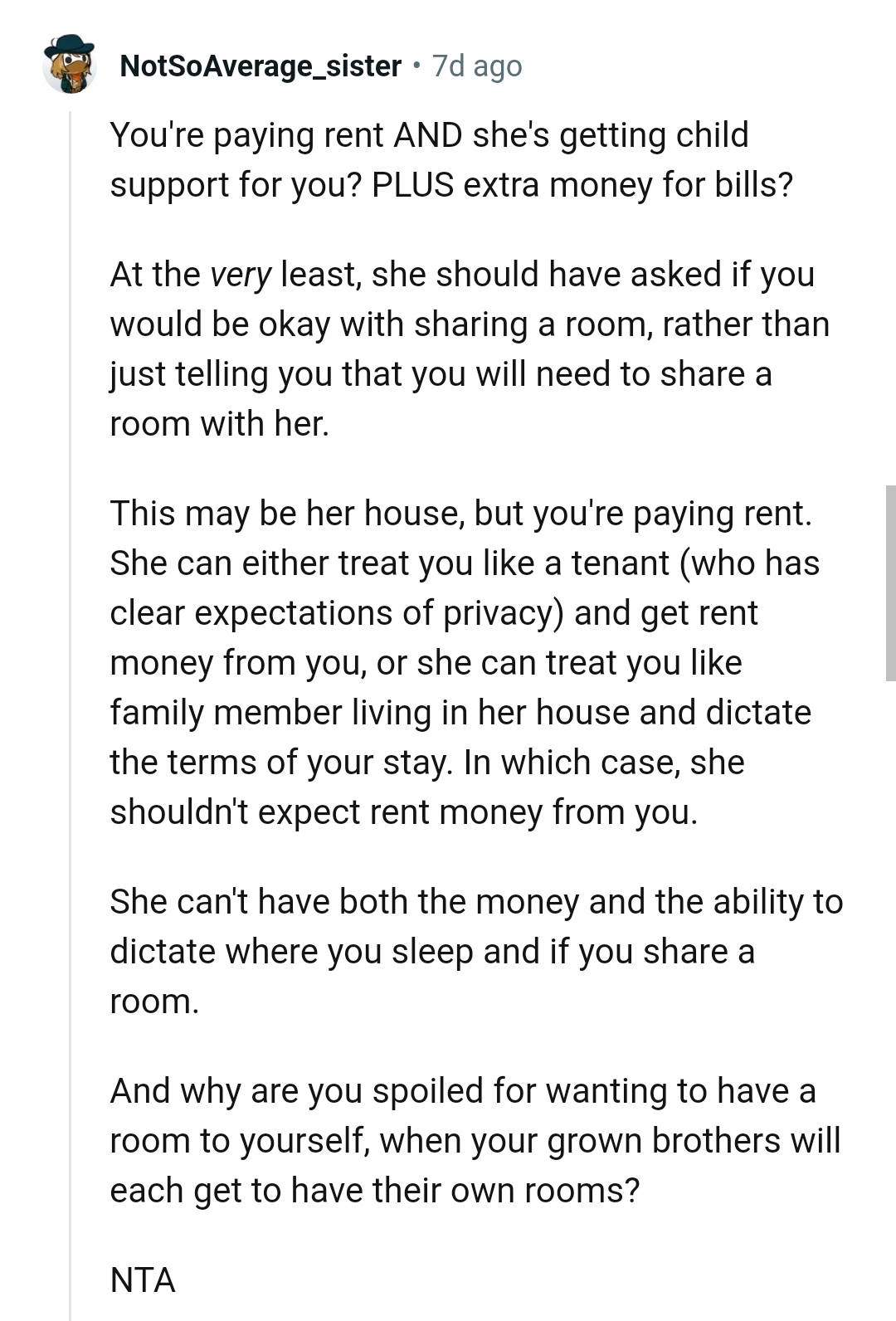 The OP is paying rent