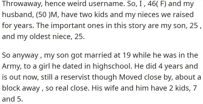 She explained her son got married young and has two kids: