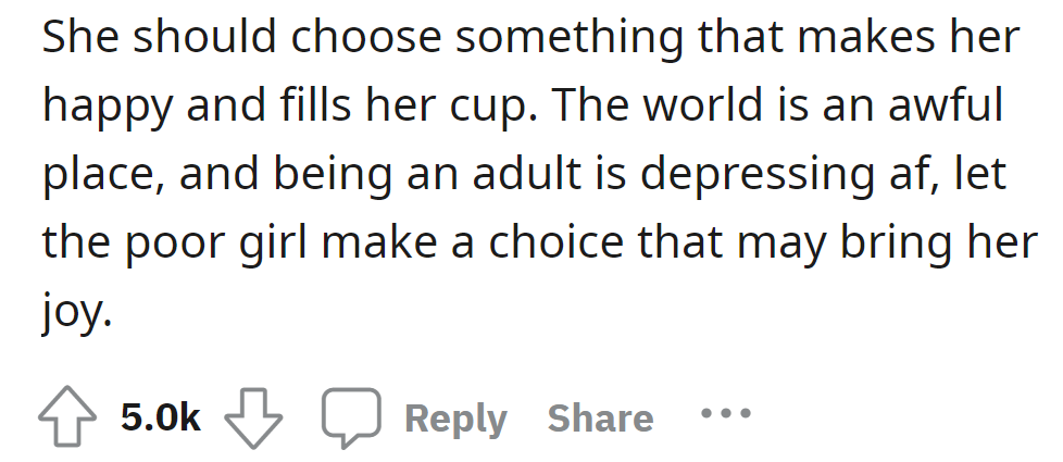 If it brings her joy, then it's decided