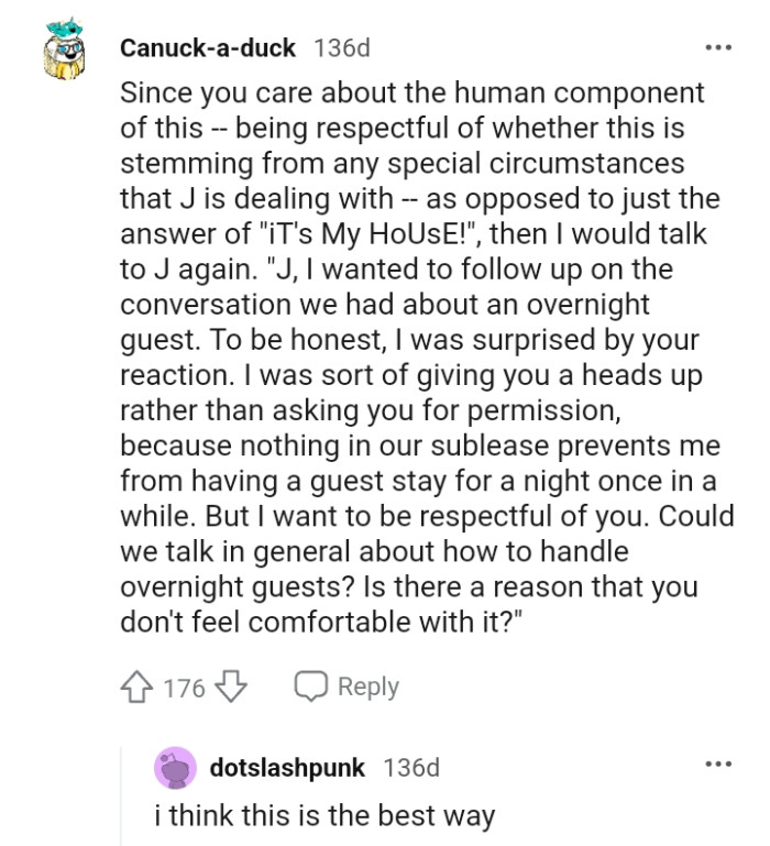 Could we talk in general about how to handle overnight guests?