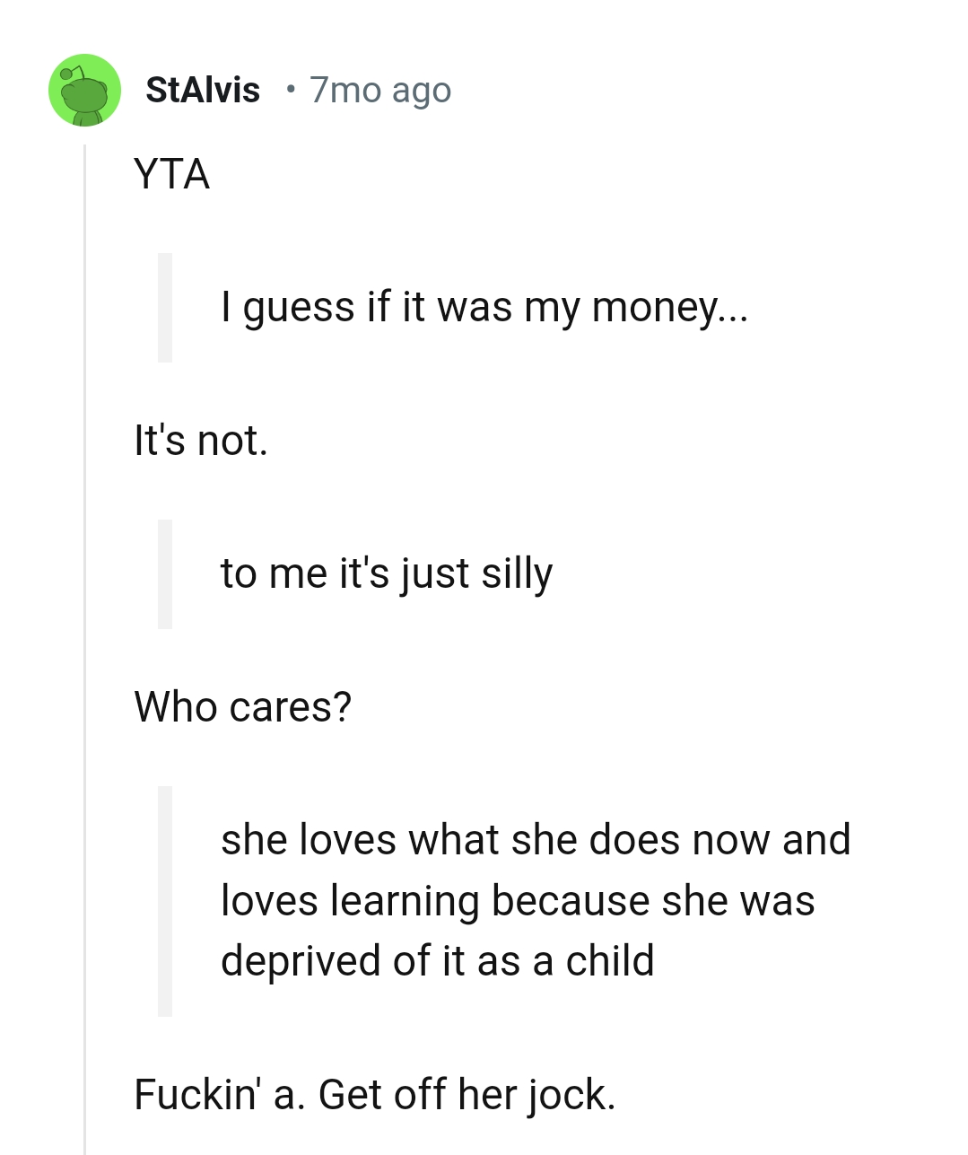 This Redditor is definitely very angry with the OP