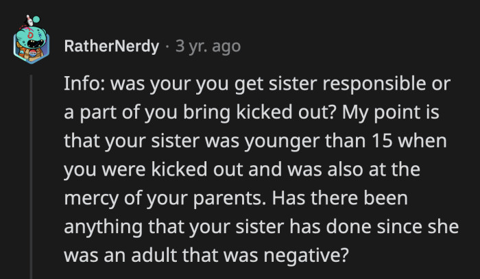 What did OP's sister do to him that was so bad to warrant OP's icy attitude towards her, asked one Redditor?