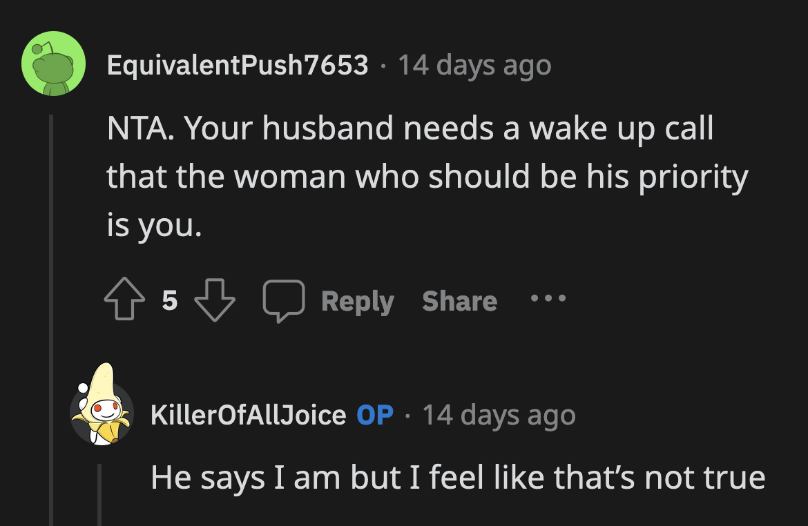 How can OP feel like her husband's family if he is not even brave enough to confront his parents?