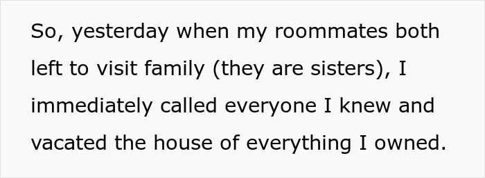 The OP vacates the house