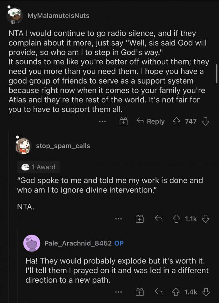 Let God provide... I'm out.