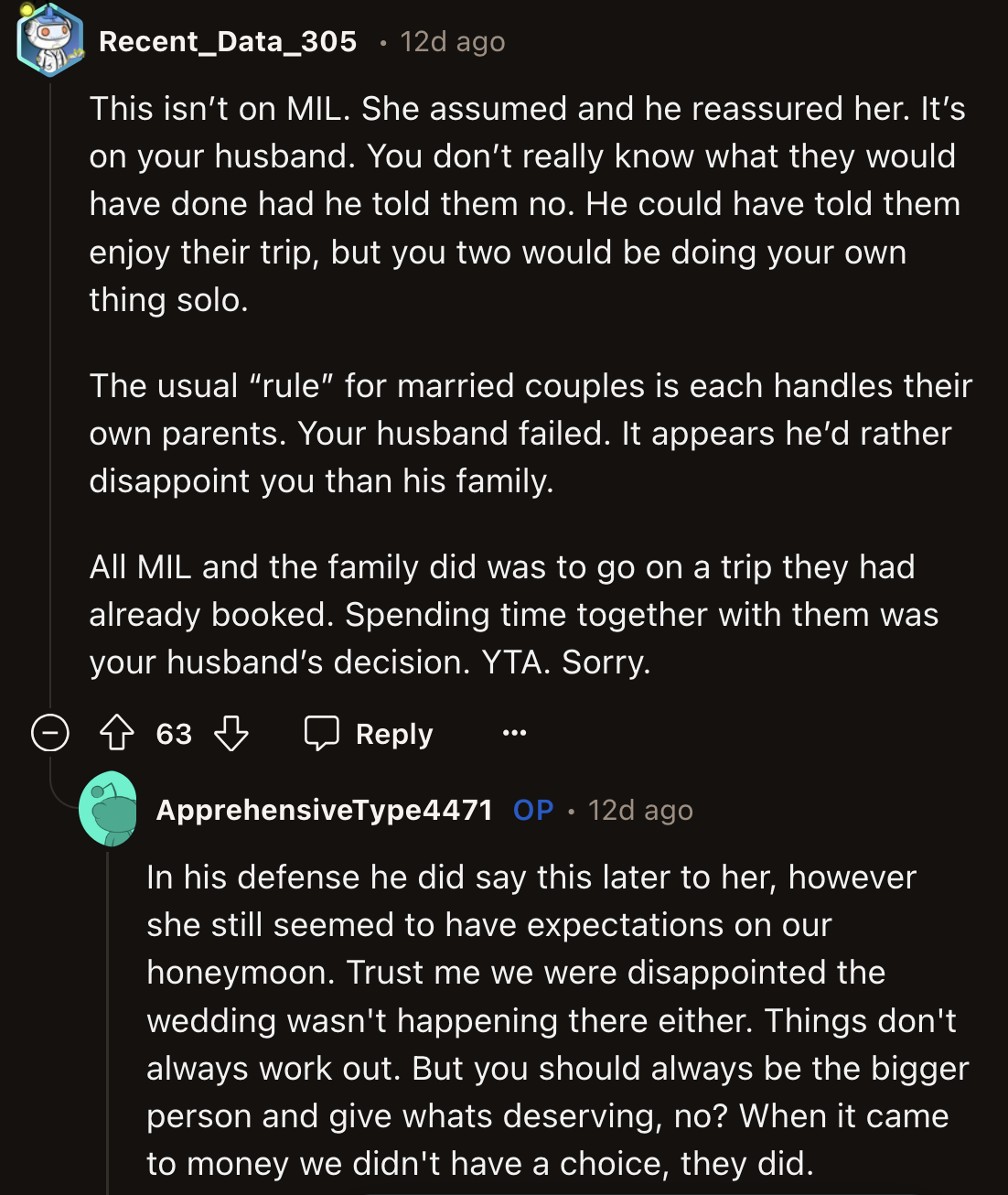 OP seems to have more expectations from her MIL than she does for her husband.