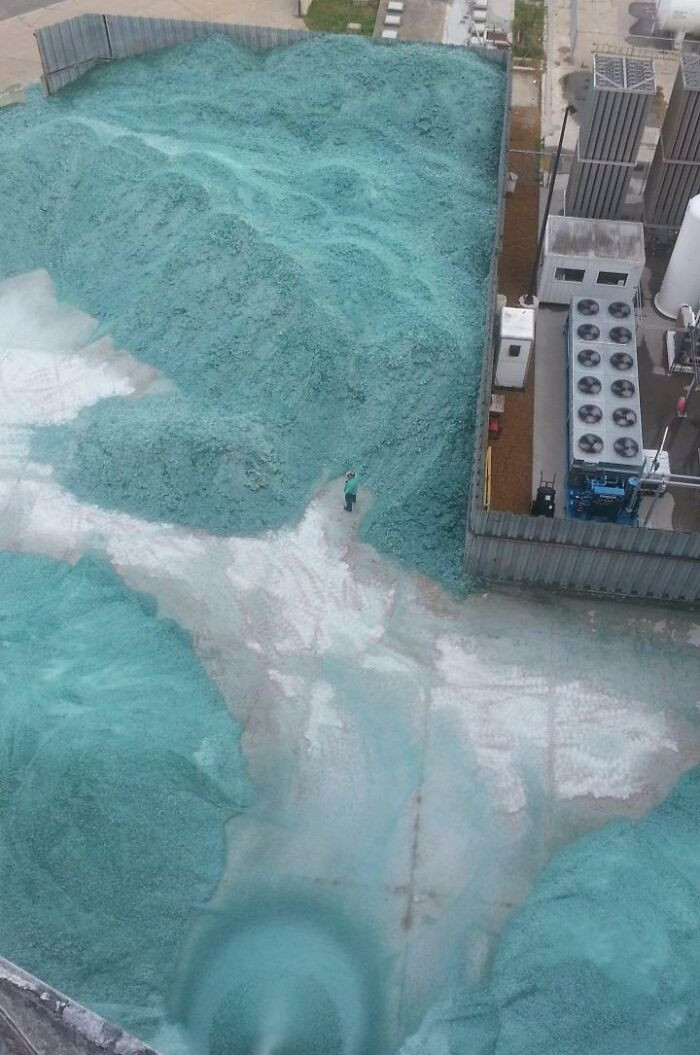 18. My Dad Worked At A Place That Makes Car Windshields. Here Is The Excess That Gets Blown Out The Side. Person For Scale