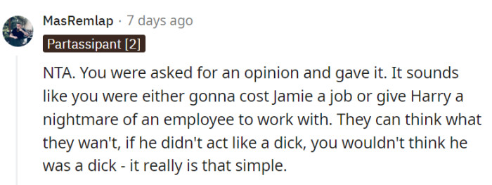 It boils down to the fact that Jamie's behavior exposed his own reputation.