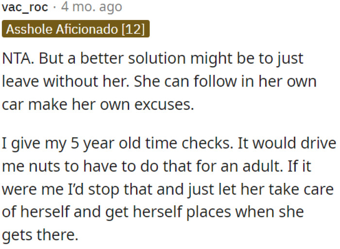 A better solution for OP could be to leave without her.