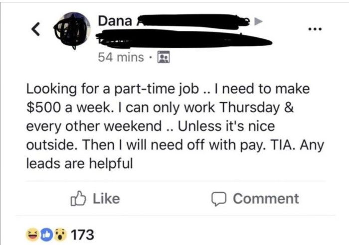 This person is looking for a job and they have laid out some strict terms for potential employers