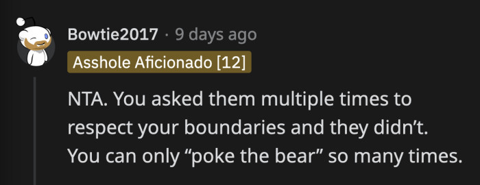 Their shame could have been avoided if they had only listened to OP when she asked them nicely.