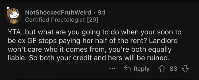 OP and his GF are both equally liable.