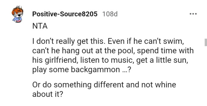 Do something different and not whine about it