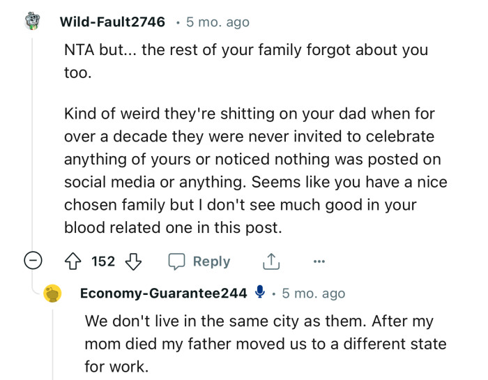 “NTA but... the rest of your family forgot about you too.”