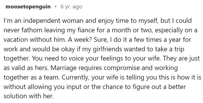 The bottom line is - OP needs to voice his feelings to his wife.