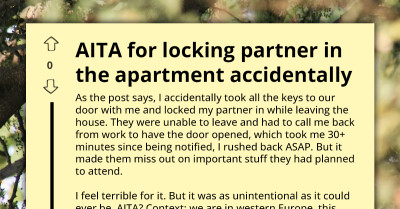 Partner Locked Indoors For Over 30 Minutes After Housemate Left With Every Key