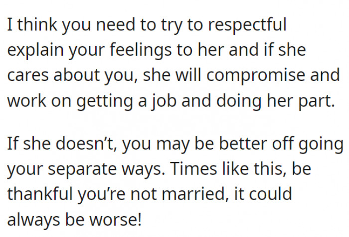 If she truly cares, though, she'd be willing to make a compromise.