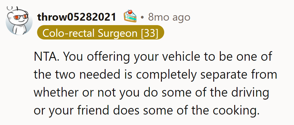 Offering a car doesn't come with a side dish of free rides!