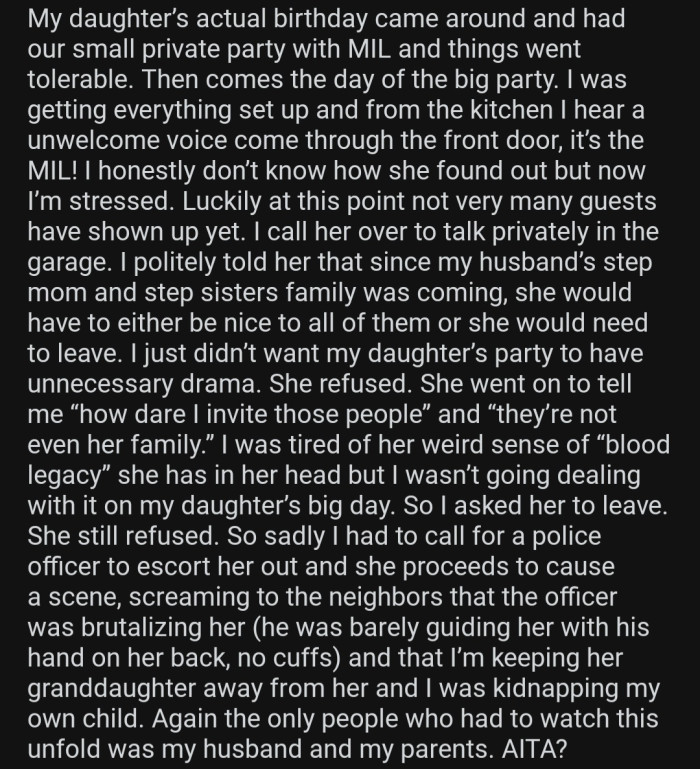 OP didn't expect things to take a sudden turn after the MIL refused to cooperate.