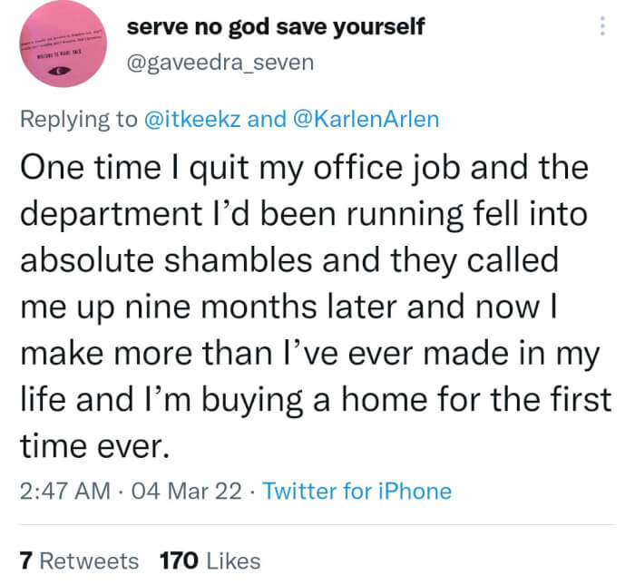 An ex-employee finds a greener pasture.