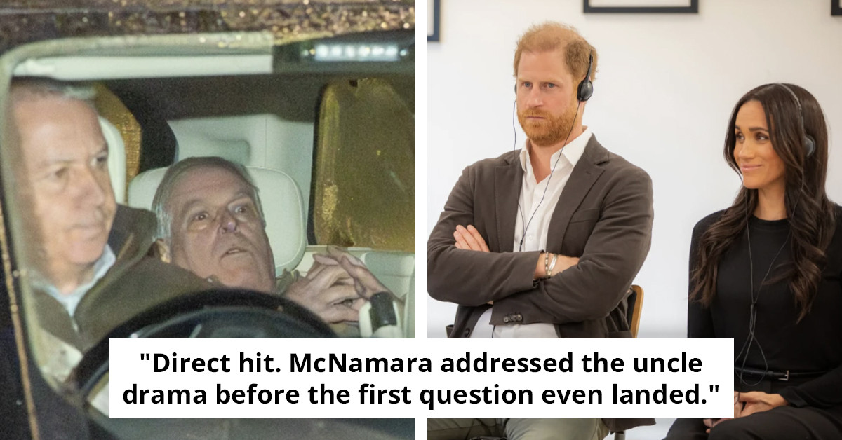 Prince Harry reacts to journalist's mention of Andrew Mountbatten-Windsor's arrest during interview