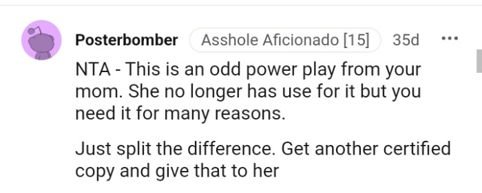 Getting another certified copy for her