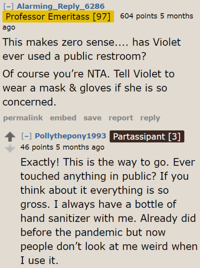 If the Roommate Uses Public Restrooms, Then She Shouldn't Be Complaining Like This.