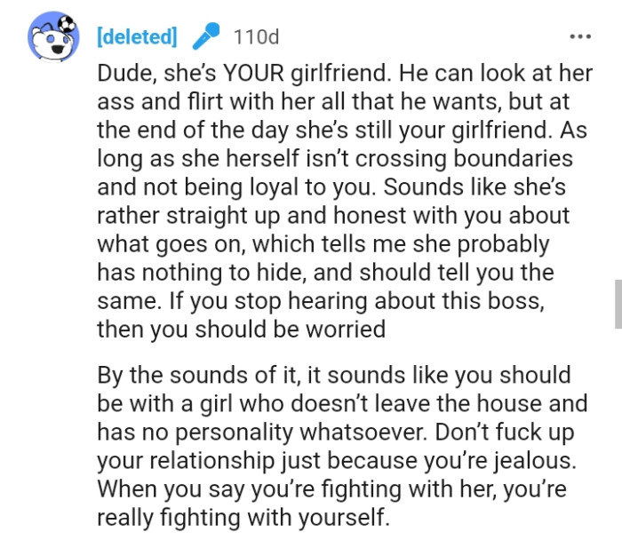 Sounds like she's rather straight up